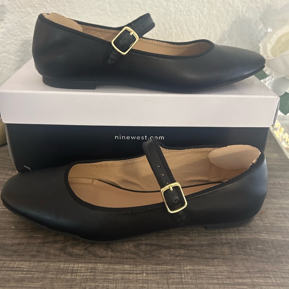 Time and True Black pleather Mary Jane Loafers